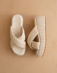 The Fresno | Ivory Raffia Platform Sandal