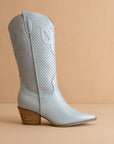 The Gabby | Blue Perforated Western Boot