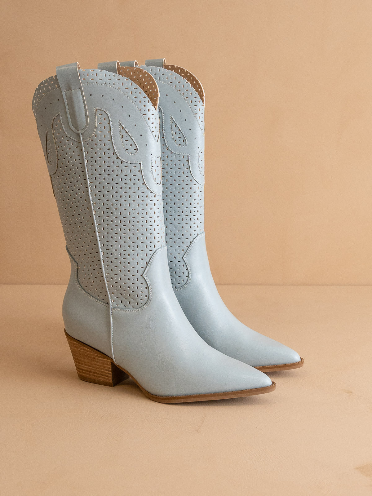 The Gabby | Blue Perforated Western Boot