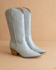 The Gabby | Blue Perforated Western Boot