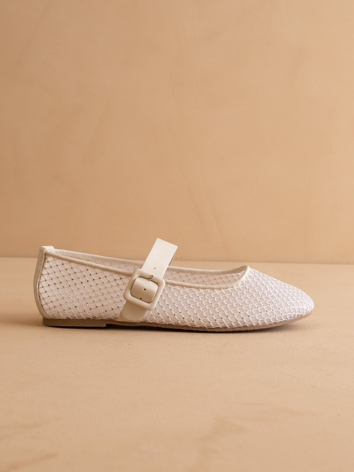 The Gem | Ivory Gem Embellished Mesh Mary Jane Flat