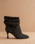 The Gina | Black Tweed Slouch Heel Bootie