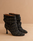 The Gina | Black Tweed Slouch Heel Bootie