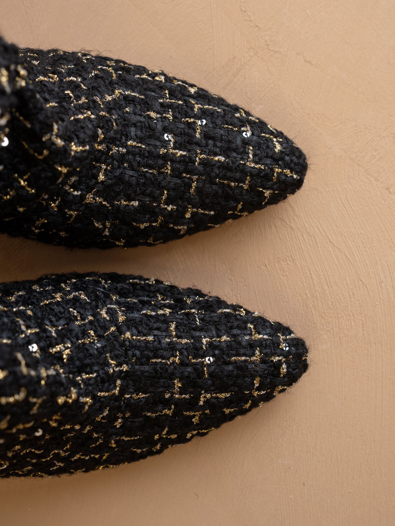 The Gina | Black Tweed Slouch Heel Bootie