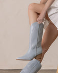 The Gabby | Blue Perforated Western Boot