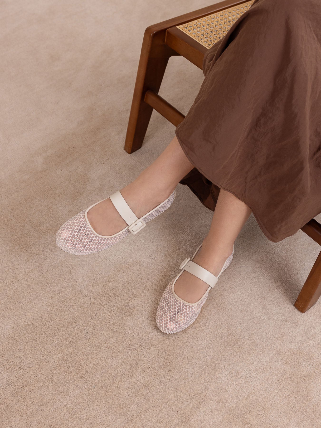 The Gem | Ivory Gem Embellished Mesh Mary Jane Flat
