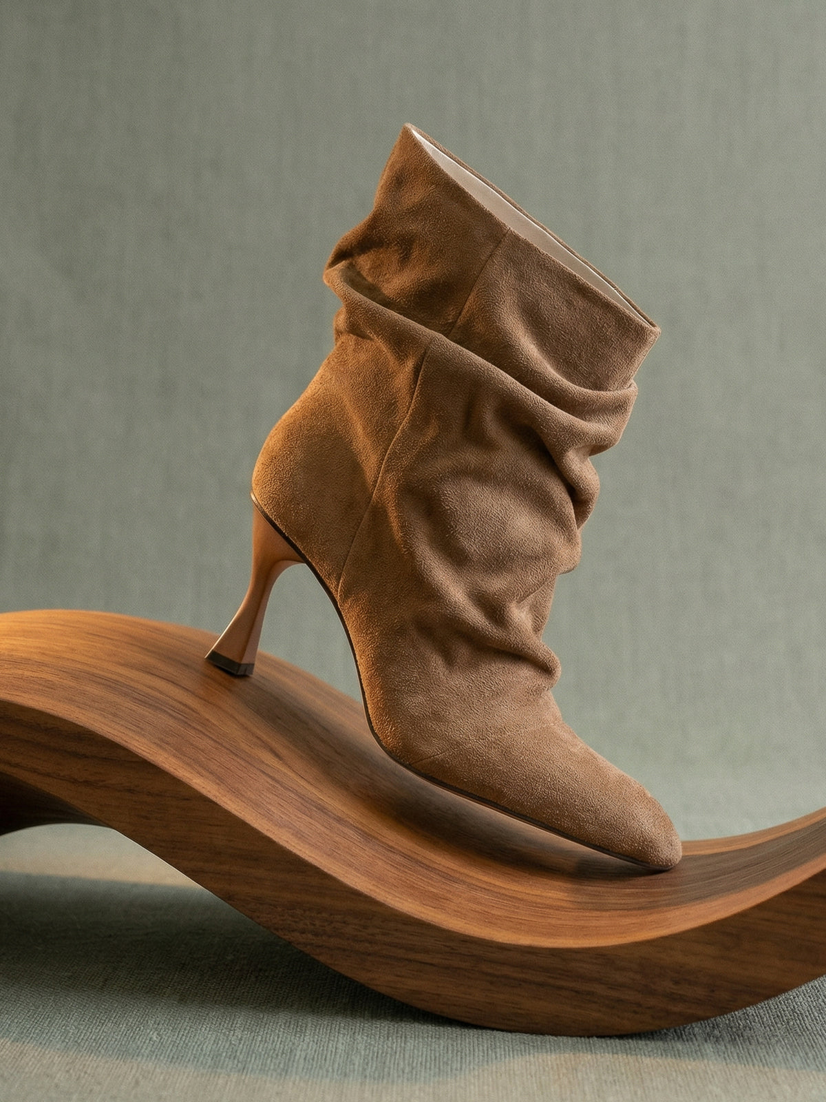 The Gina | Latte Slouch Heel Bootie