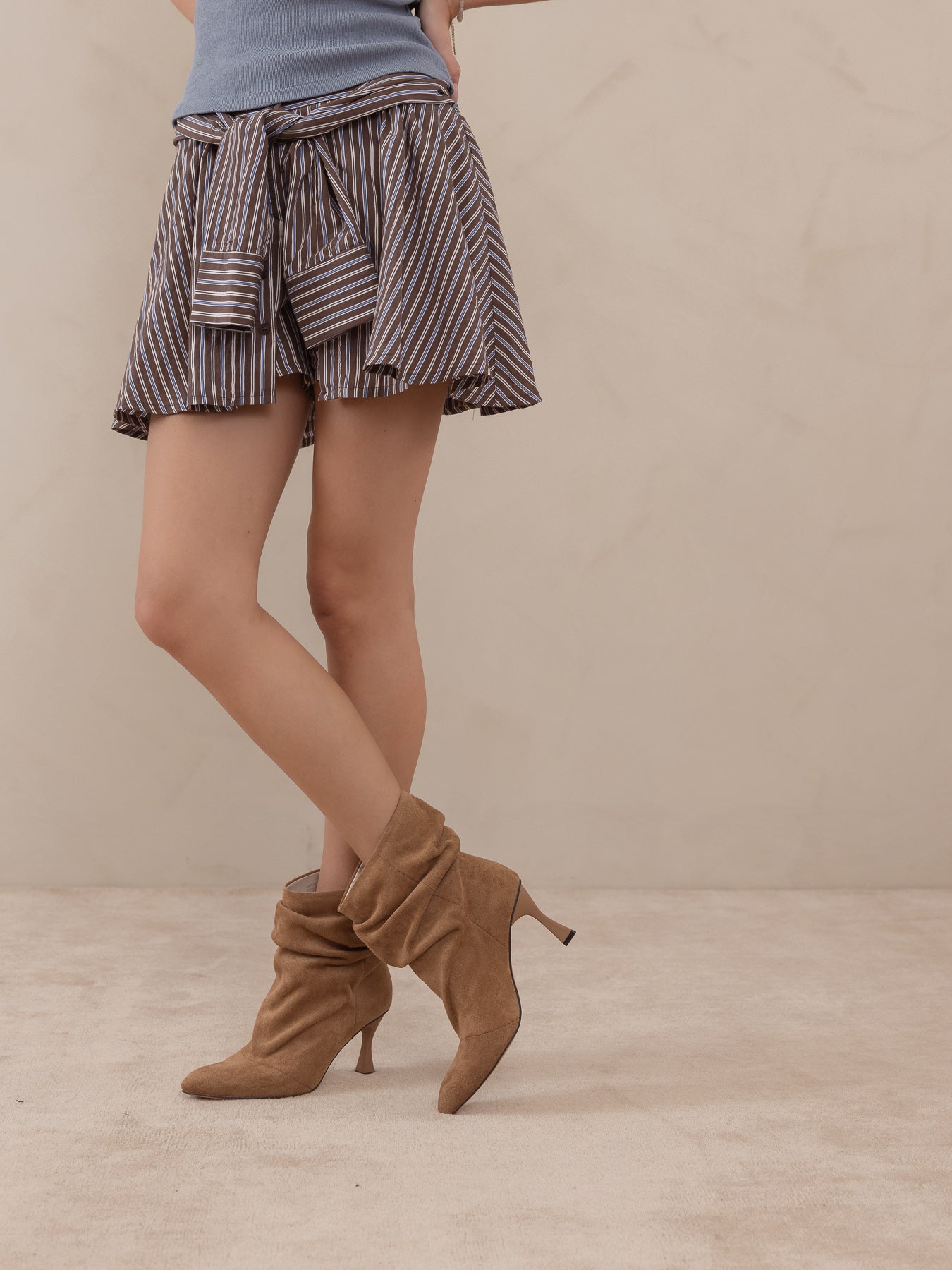 The Gina | Latte Slouch Heel Bootie
