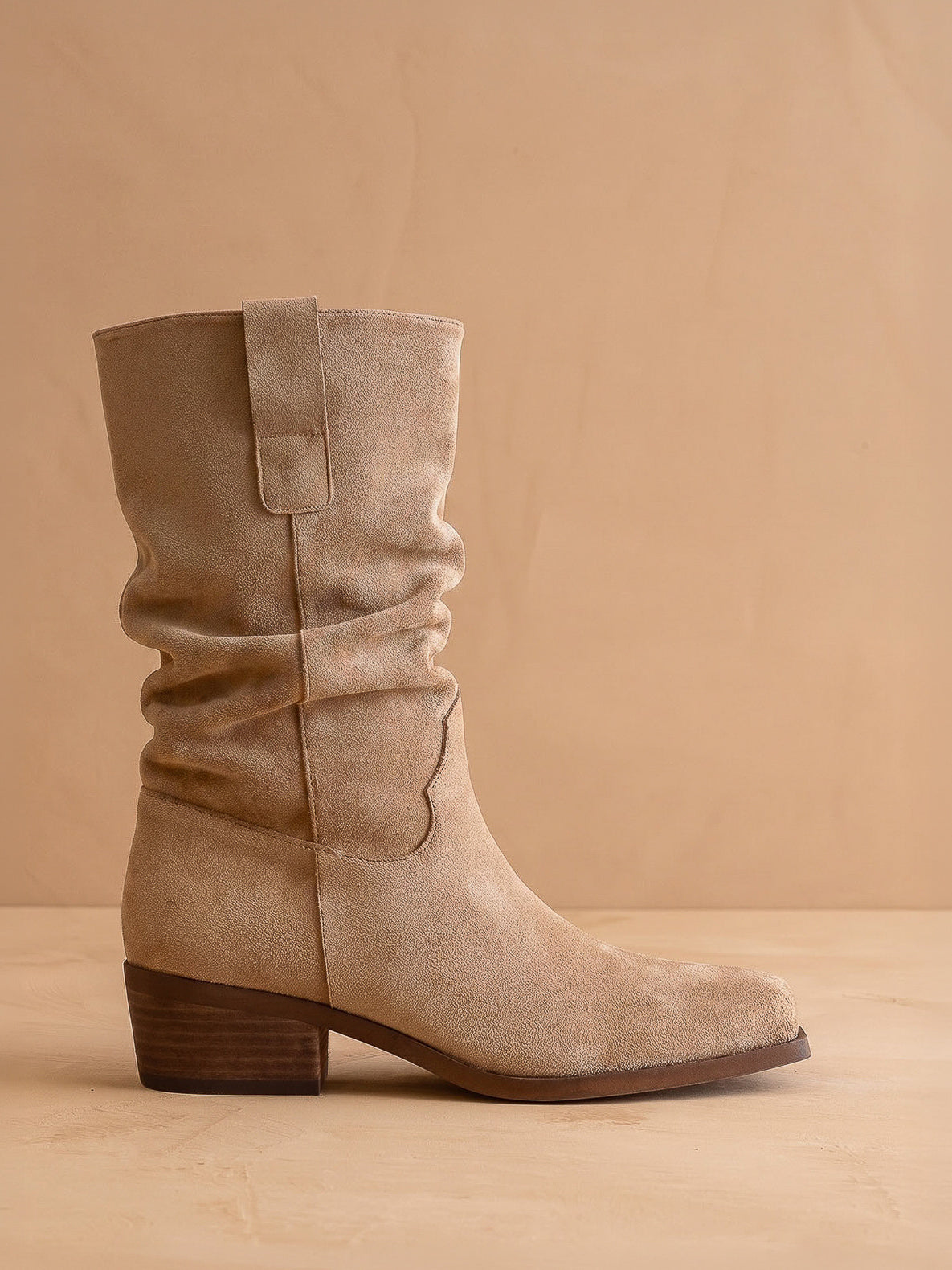The Harrison | Almond Premium Faux Leather Slouch Western Boot