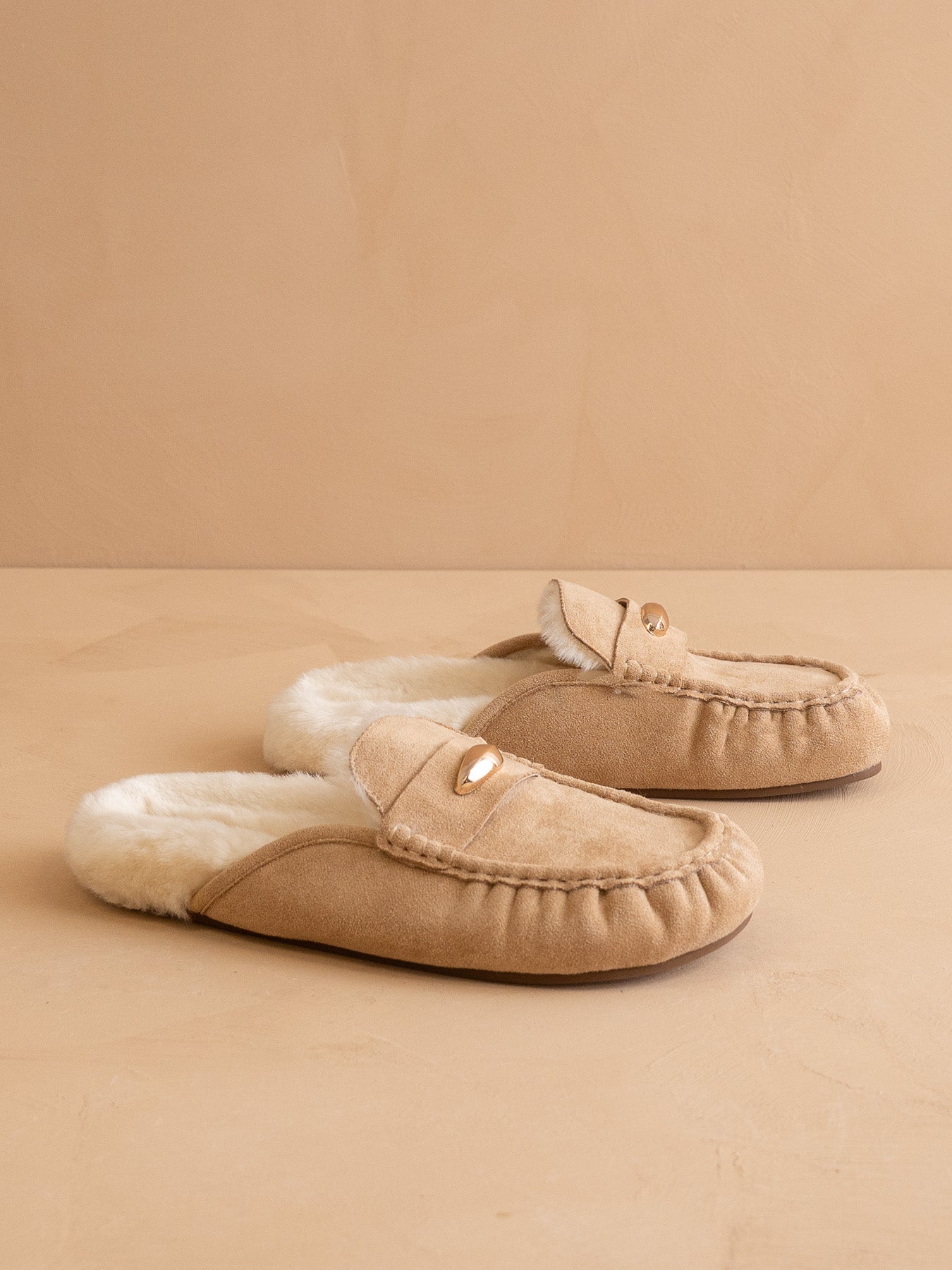 The Hayden | Almond Fur Lined Mule Loafer