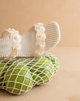 The Helena | Ivory Raffia Block Heel Sandal with Pearls