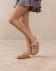 The Hayden | Almond Fur Lined Mule Loafer