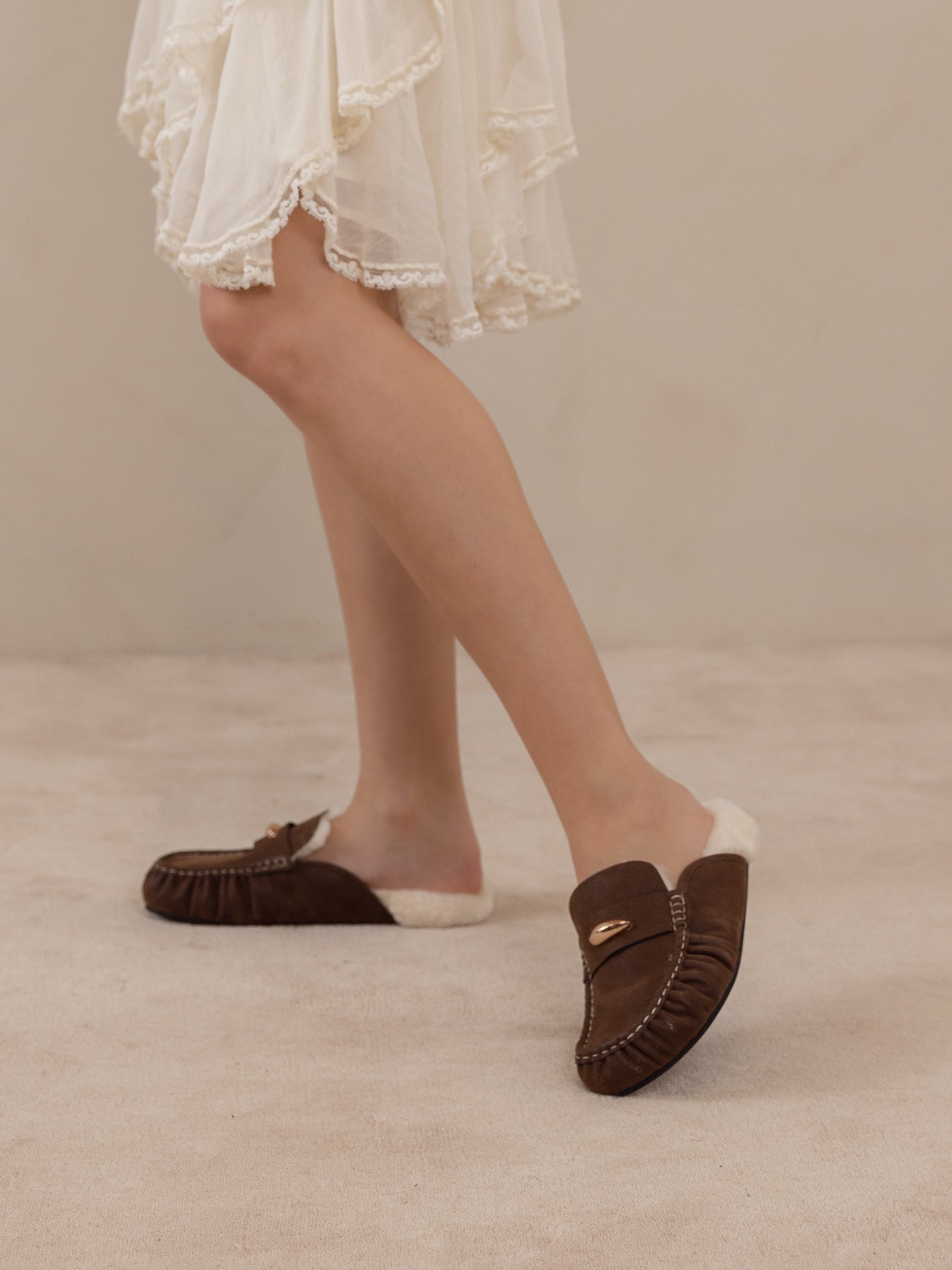 The Hayden | Coffee Fur Lined Mule Loafer
