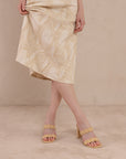 The Helena | Natural Raffia Block Heel Sandal with Pearls