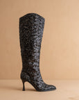 The Jewel | Black Knee High Sequin Boot