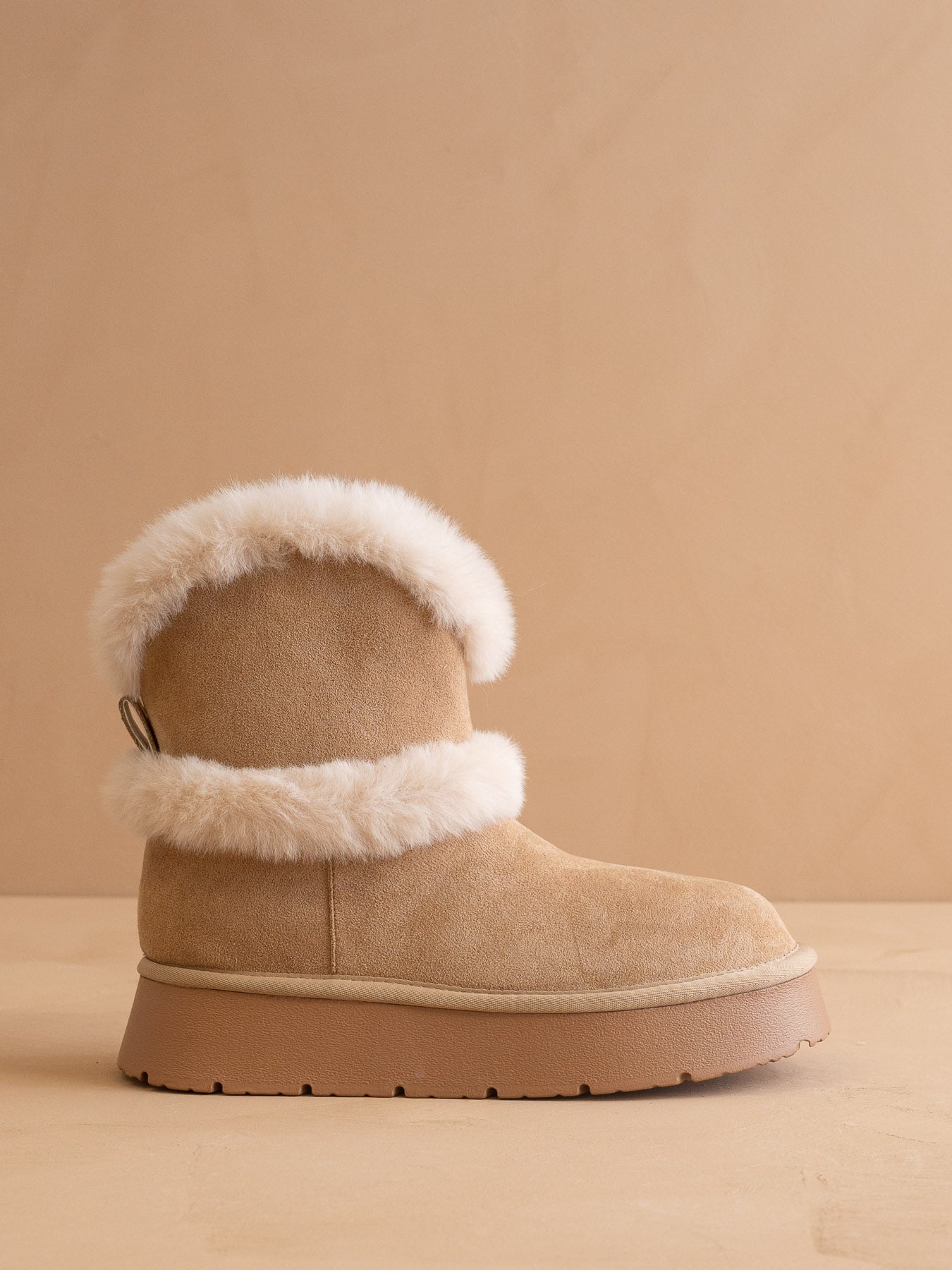 The Jobie | Almond Fur Platform Mini Boot