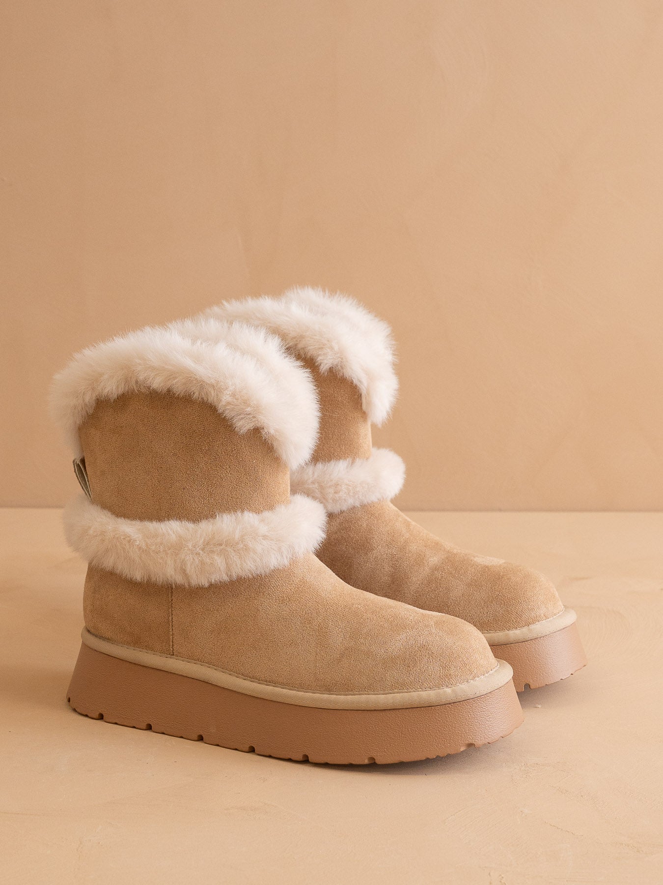 The Jobie | Almond Fur Platform Mini Boot
