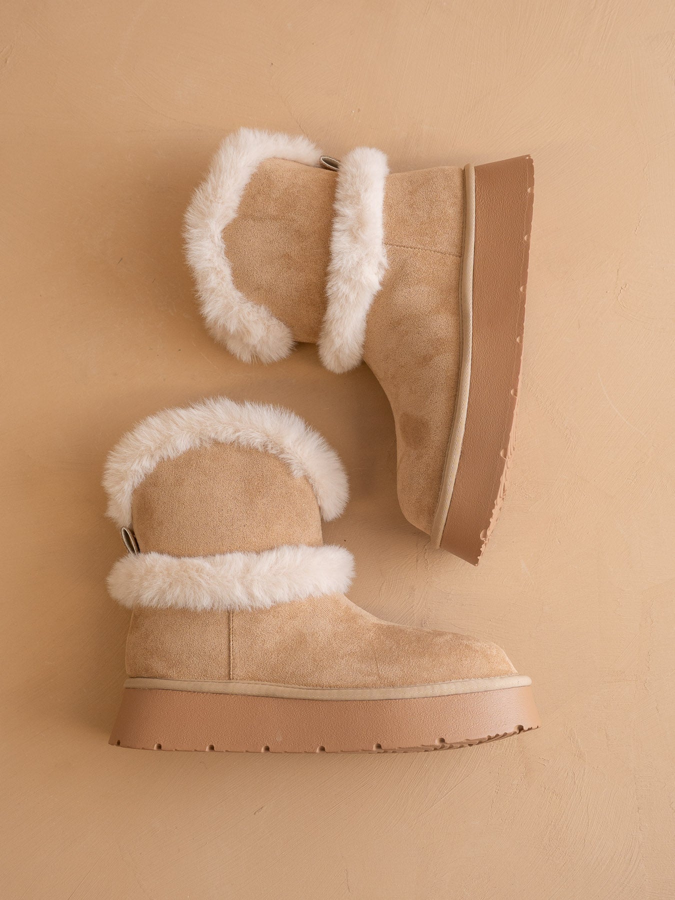 The Jobie | Almond Fur Platform Mini Boot