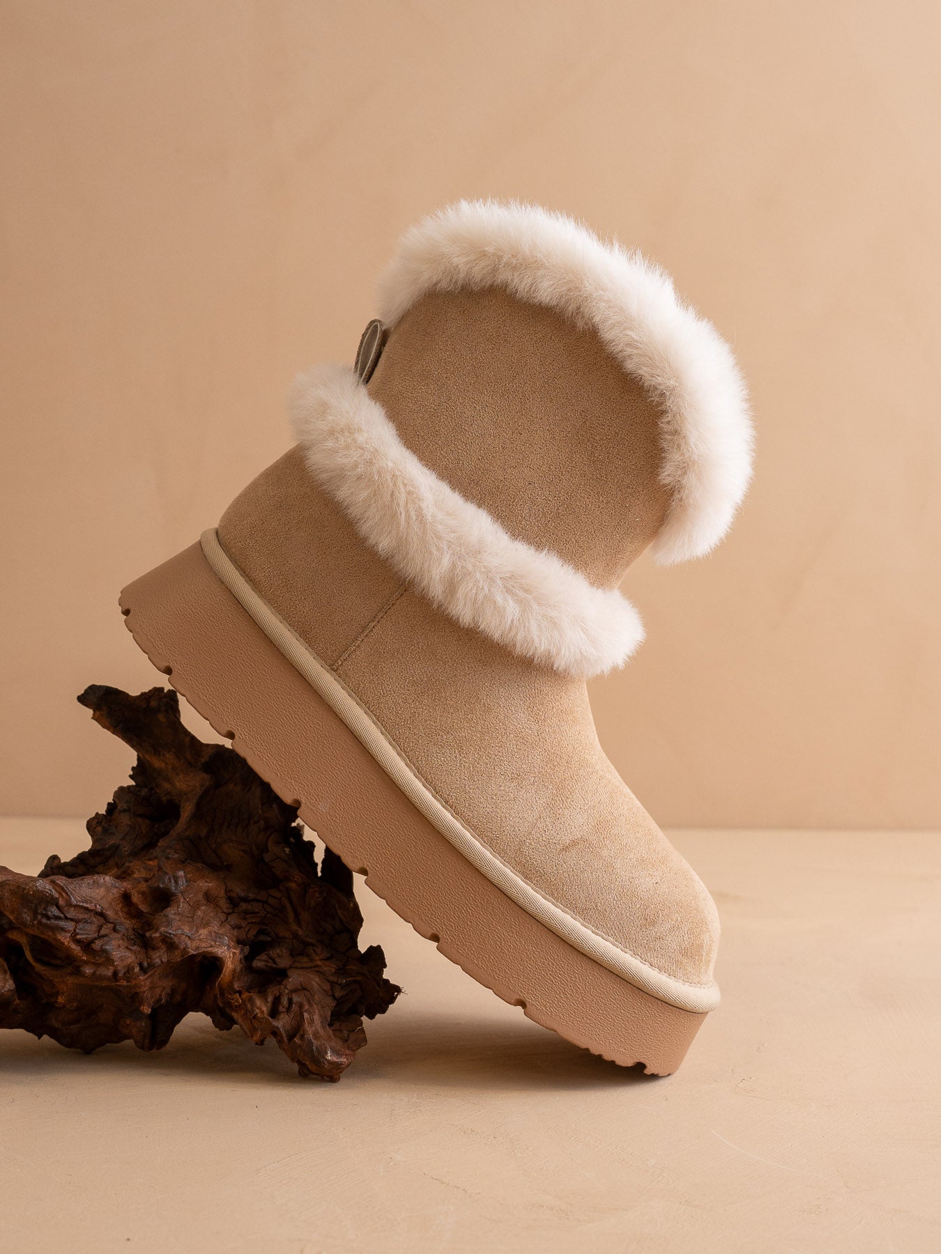 The Jobie | Almond Fur Platform Mini Boot