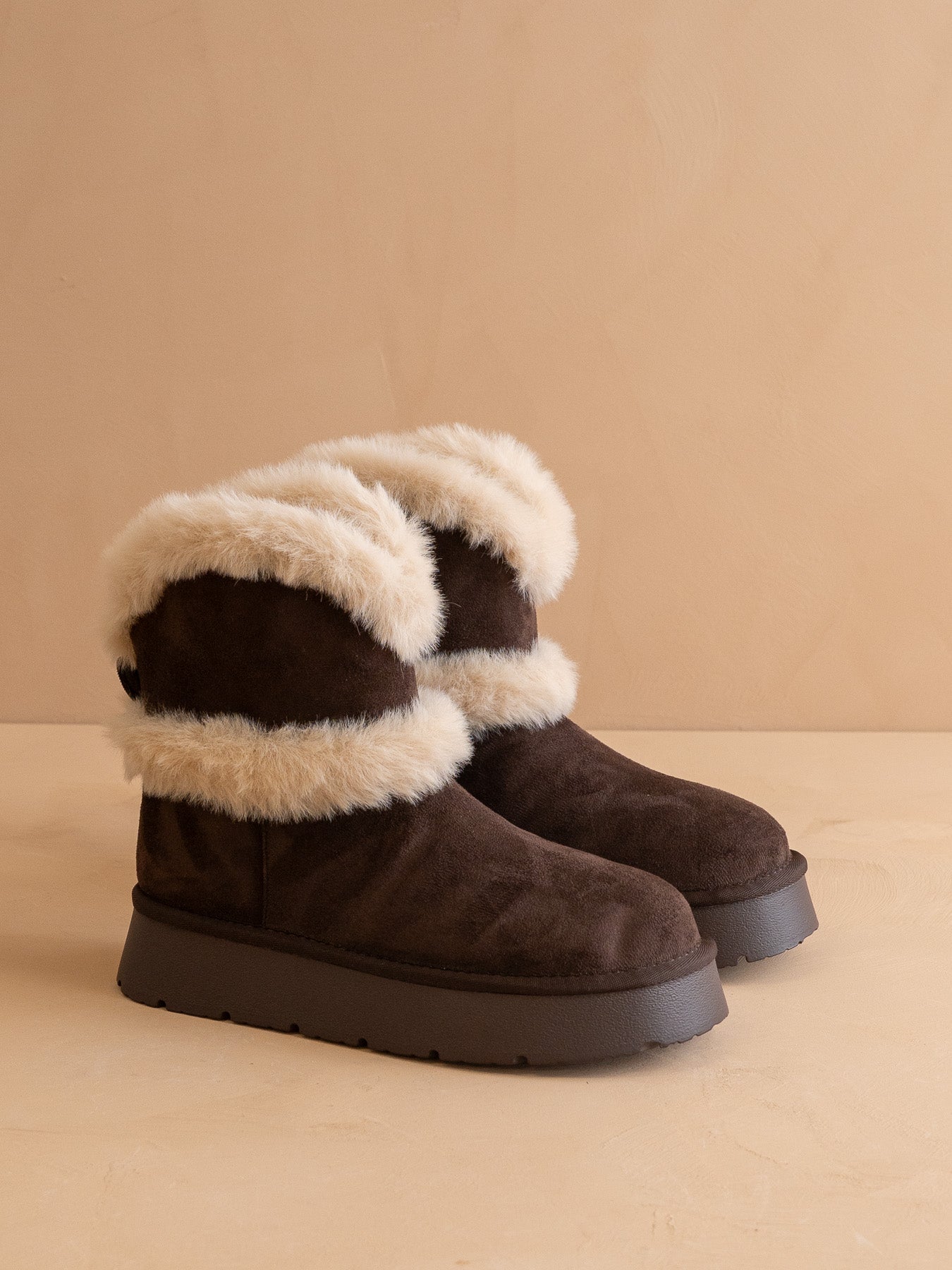 The Jobie | Coffee Fur Platform Mini Boot
