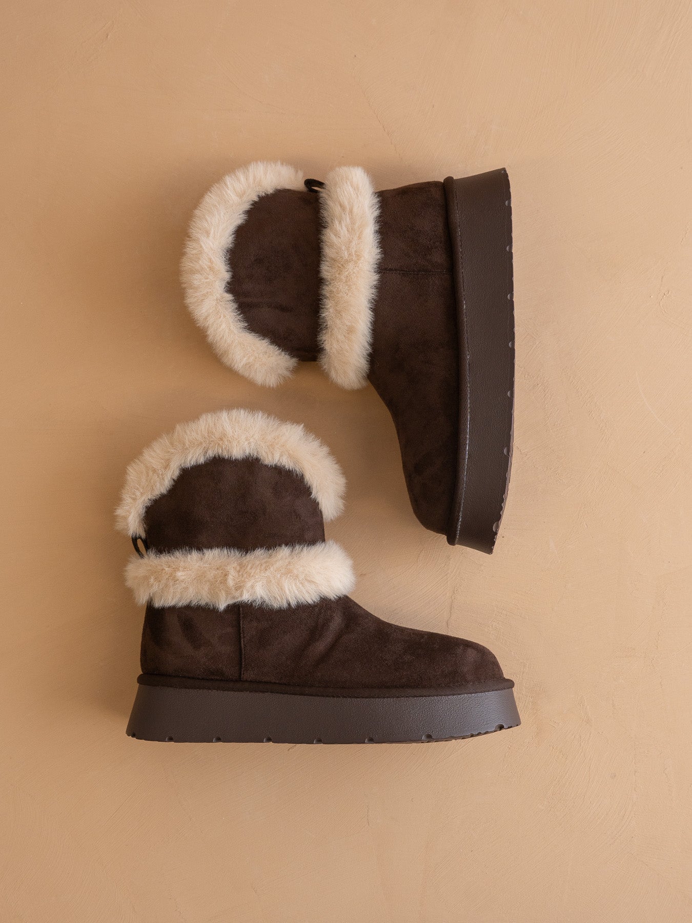 The Jobie | Coffee Fur Platform Mini Boot
