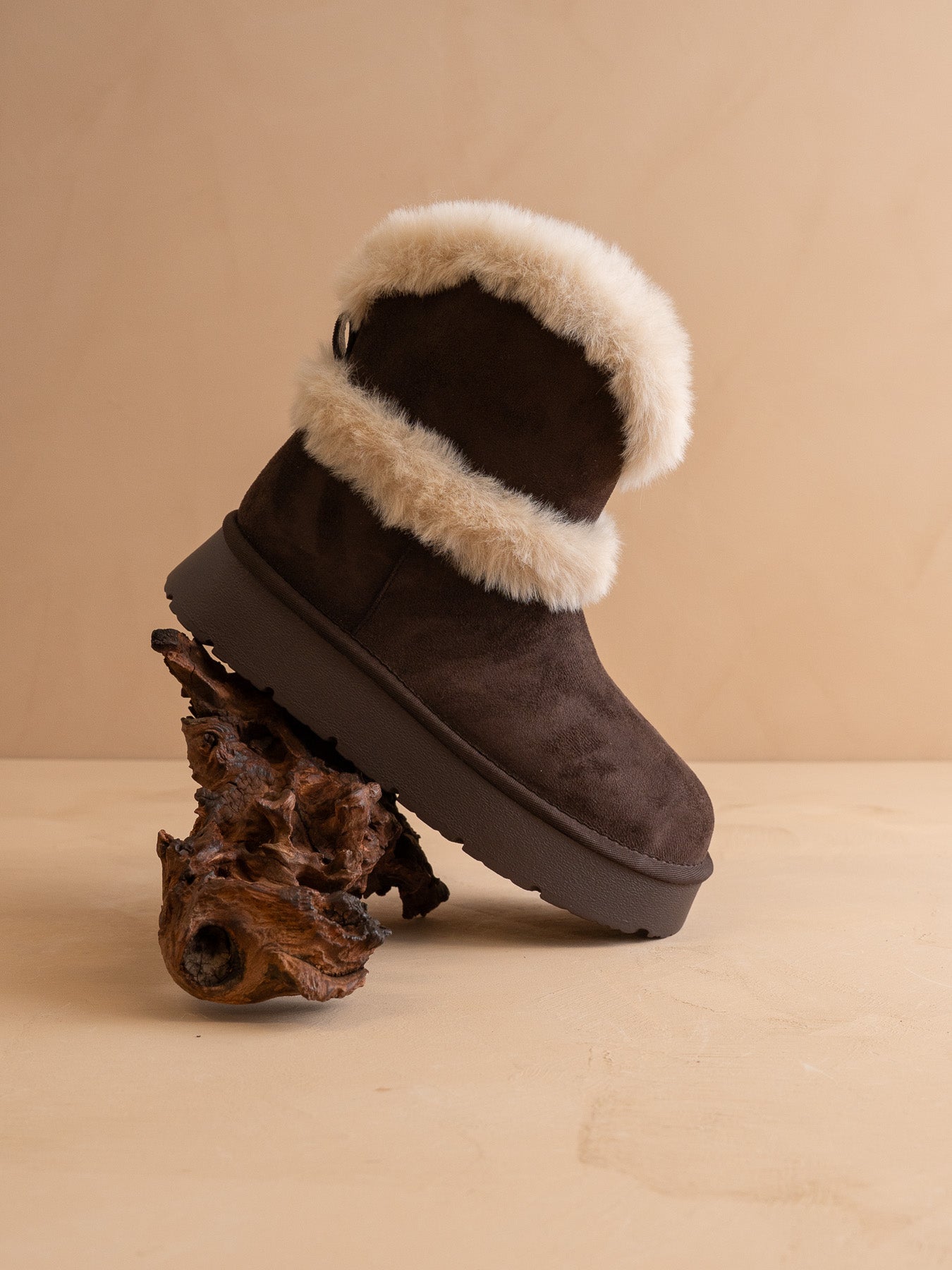 The Jobie | Coffee Fur Platform Mini Boot