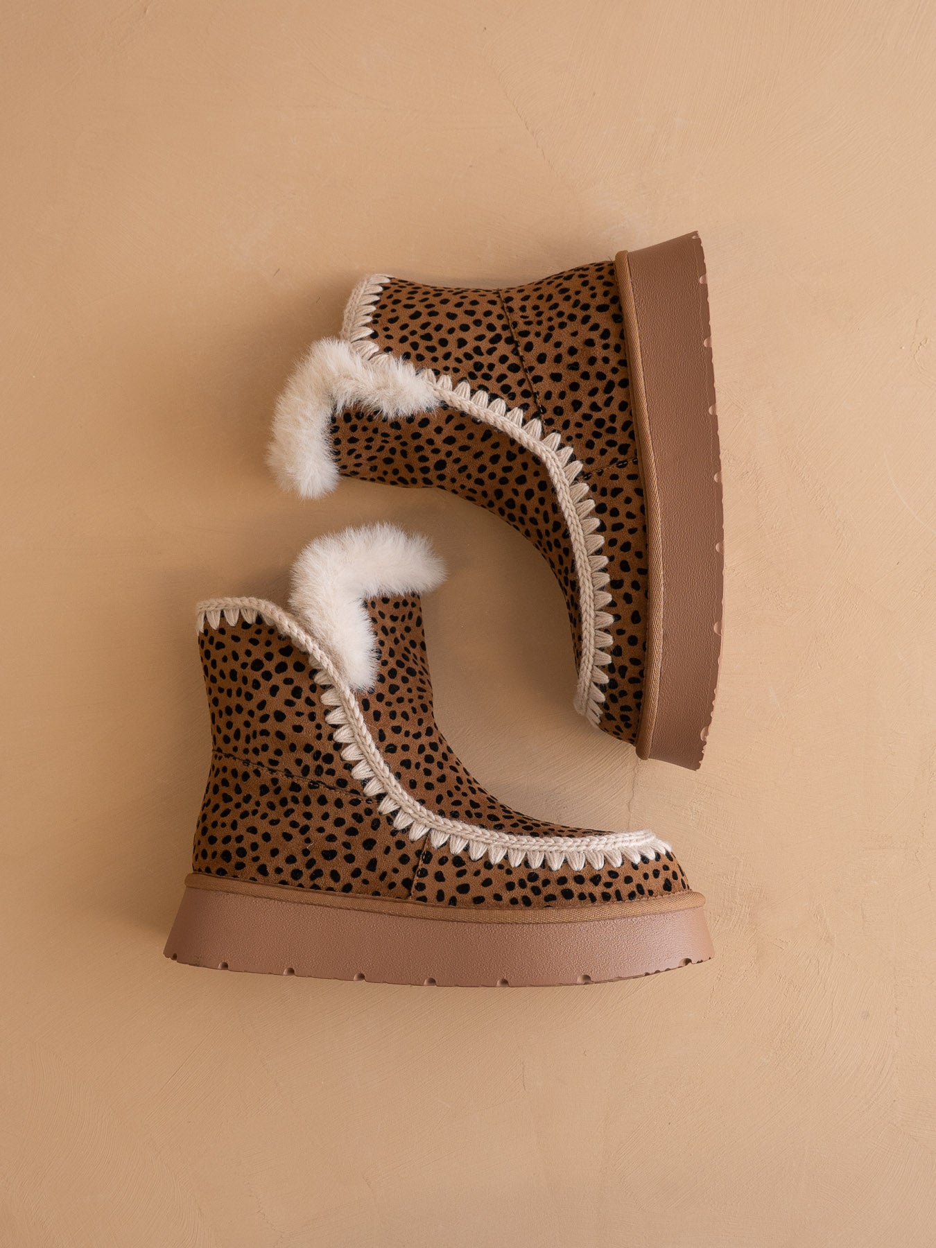 The Joyce | Dark Cheetah Shearling Trim Platform Boot