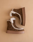 The Joyce | Dark Cheetah Shearling Trim Platform Boot