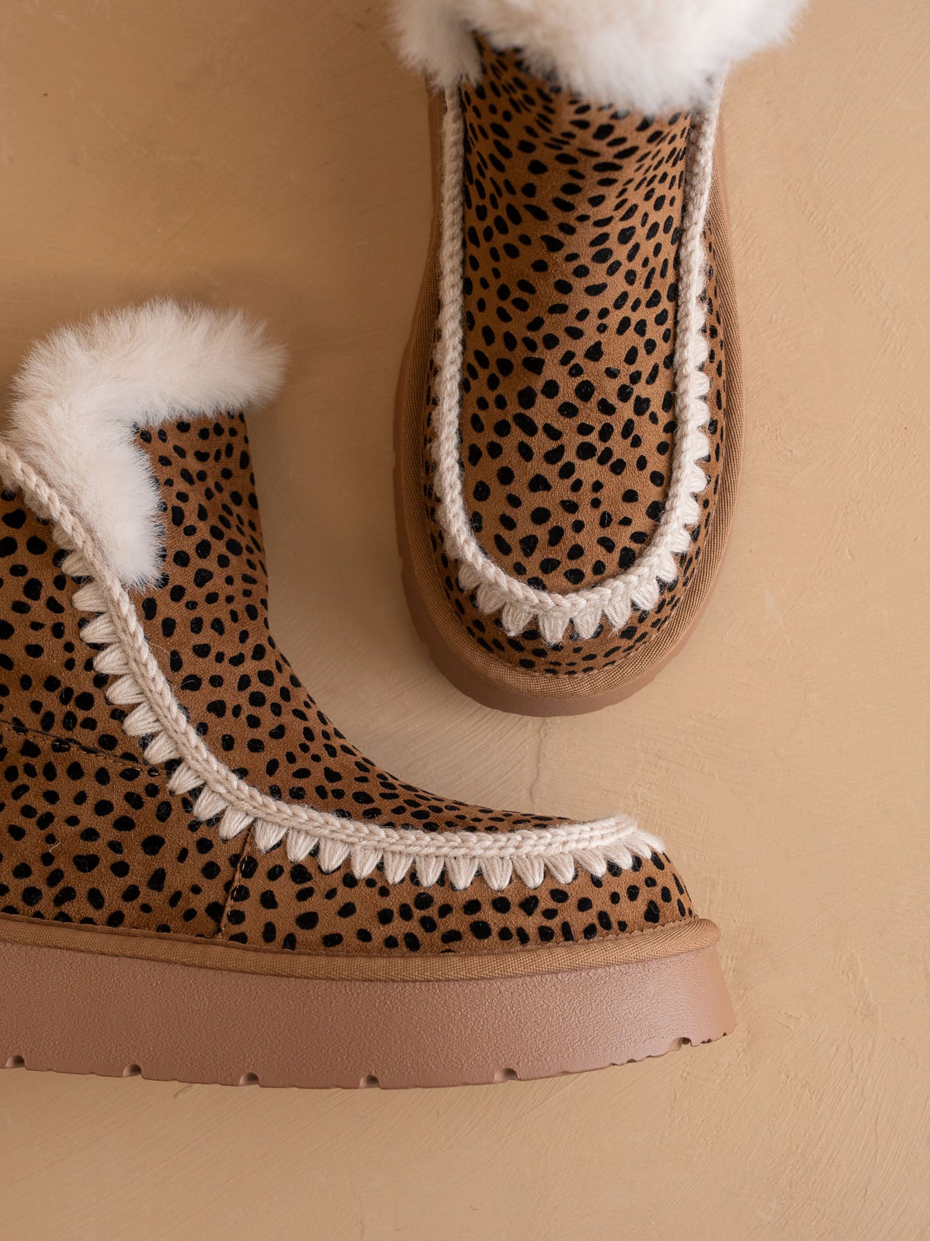 The Joyce | Dark Cheetah Shearling Trim Platform Boot