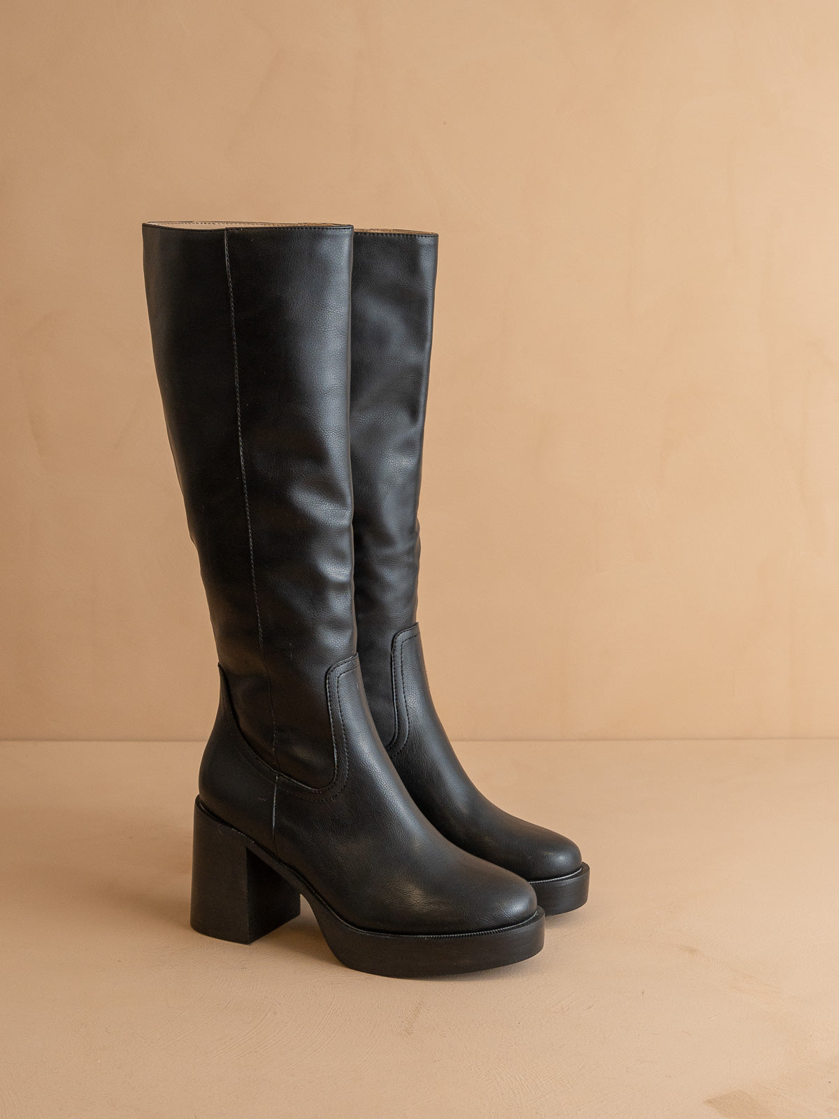 The Juniper | Black Platform Knee-High Boots