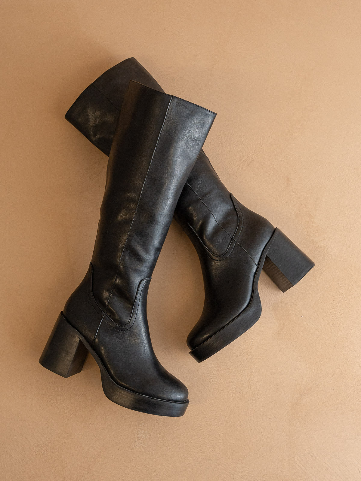 The Juniper | Black Platform Knee-High Boots