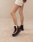 The Joyce | Coffee Shearling Trim Platform Boot