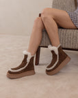 The Joyce | Dark Cheetah Shearling Trim Platform Boot