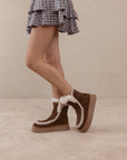 The Joyce | Dark Cheetah Shearling Trim Platform Boot
