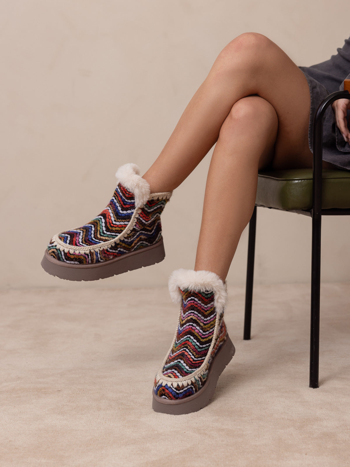 The Joyce | Multi Shearling Trim Platform Boot