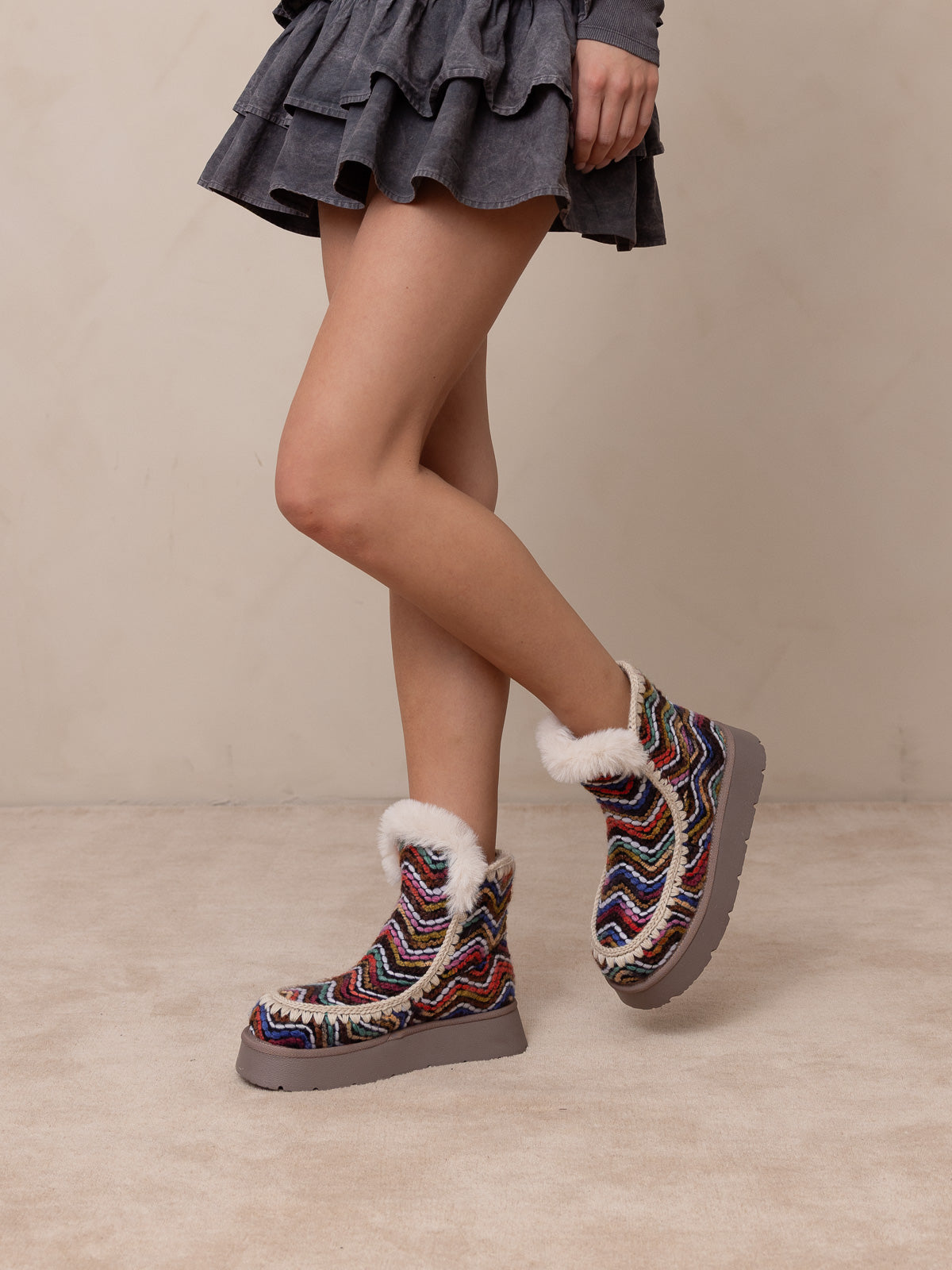 The Joyce | Multi Shearling Trim Platform Boot