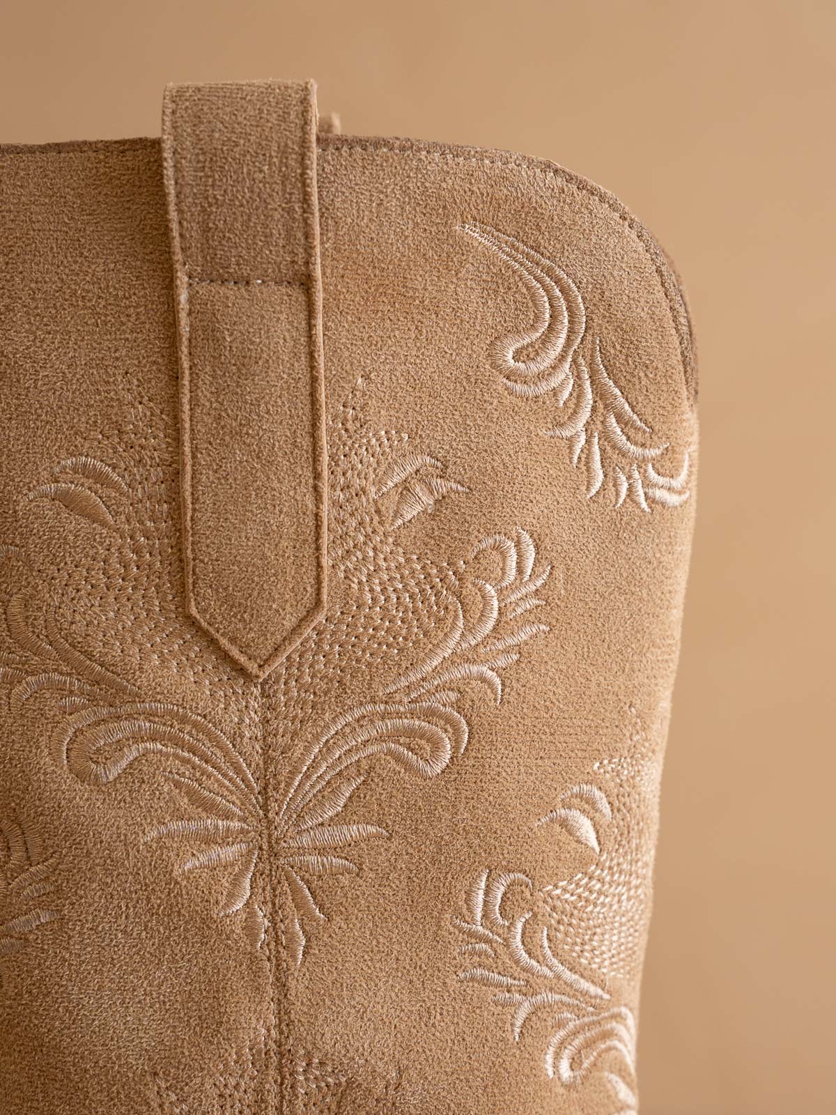 The Kamilla | Almond Suede Cowboy Boot with Embroidery