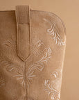 The Kamilla | Almond Suede Cowboy Boot with Embroidery