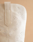 The Kamilla | White Suede Cowboy Boot with Embroidery