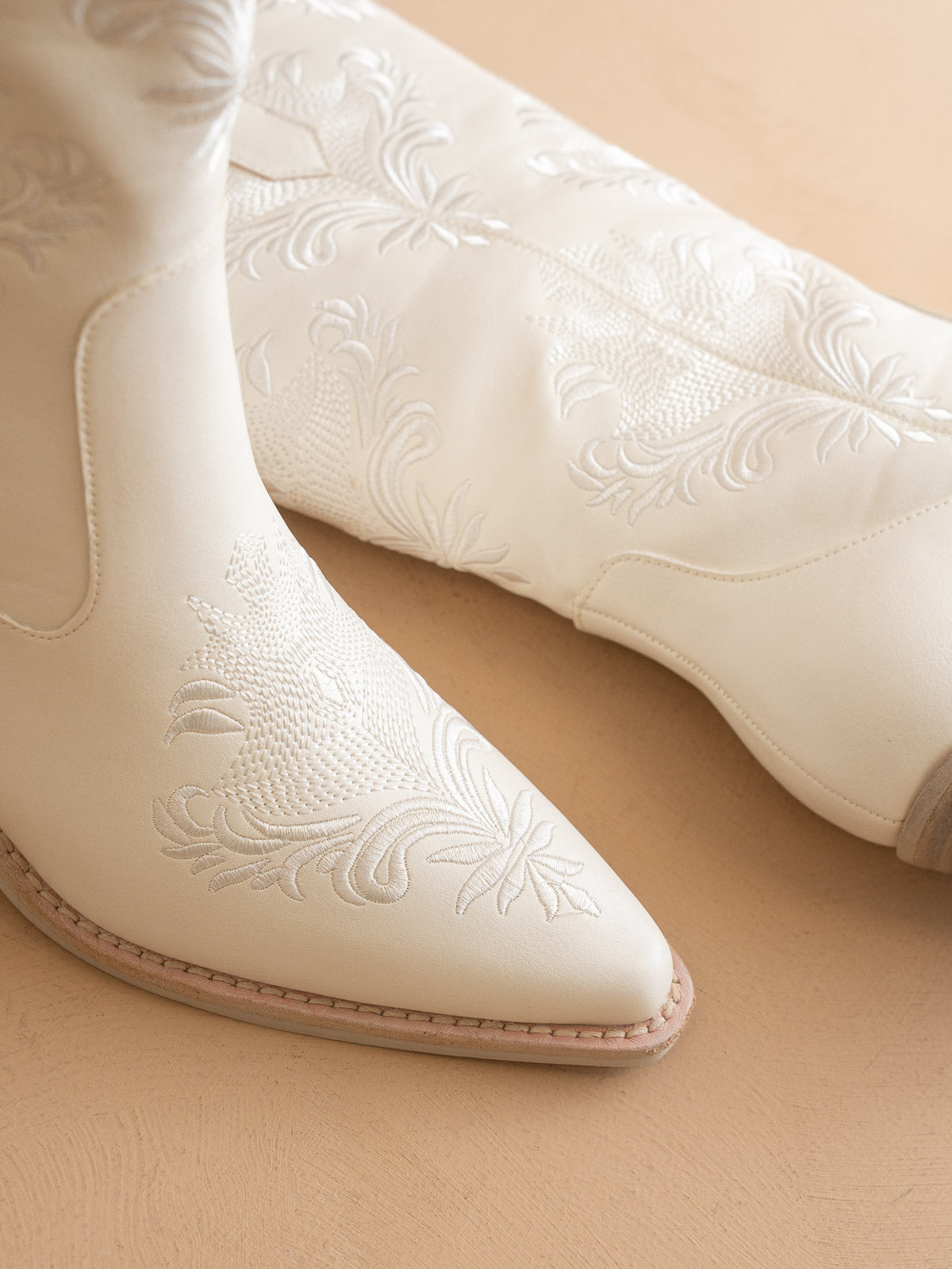 The Kamilla | White Suede Cowboy Boot with Embroidery