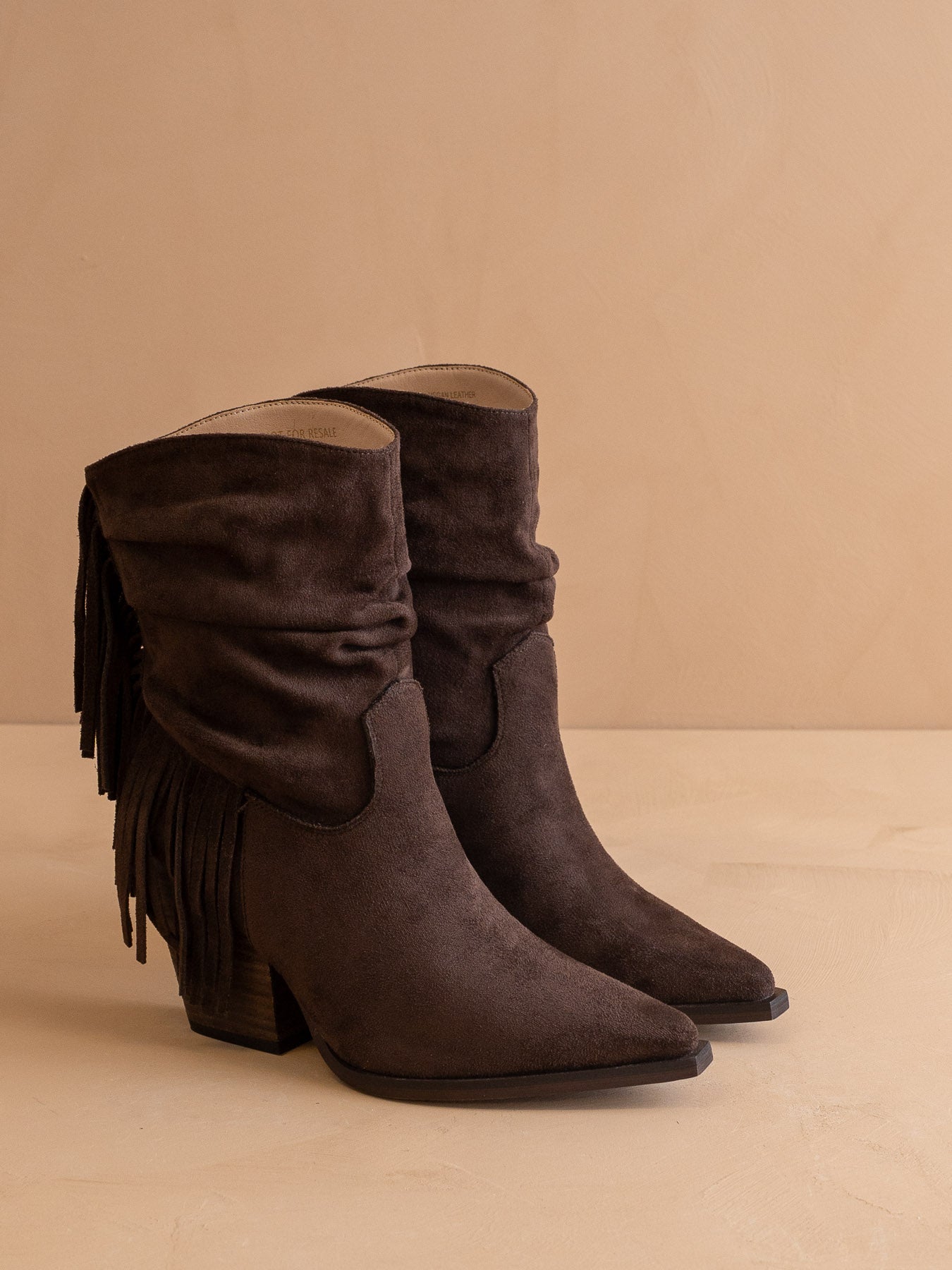 The Kendra | Coffee Fringe Slouch Bootie