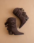 The Kendra | Coffee Fringe Slouch Bootie