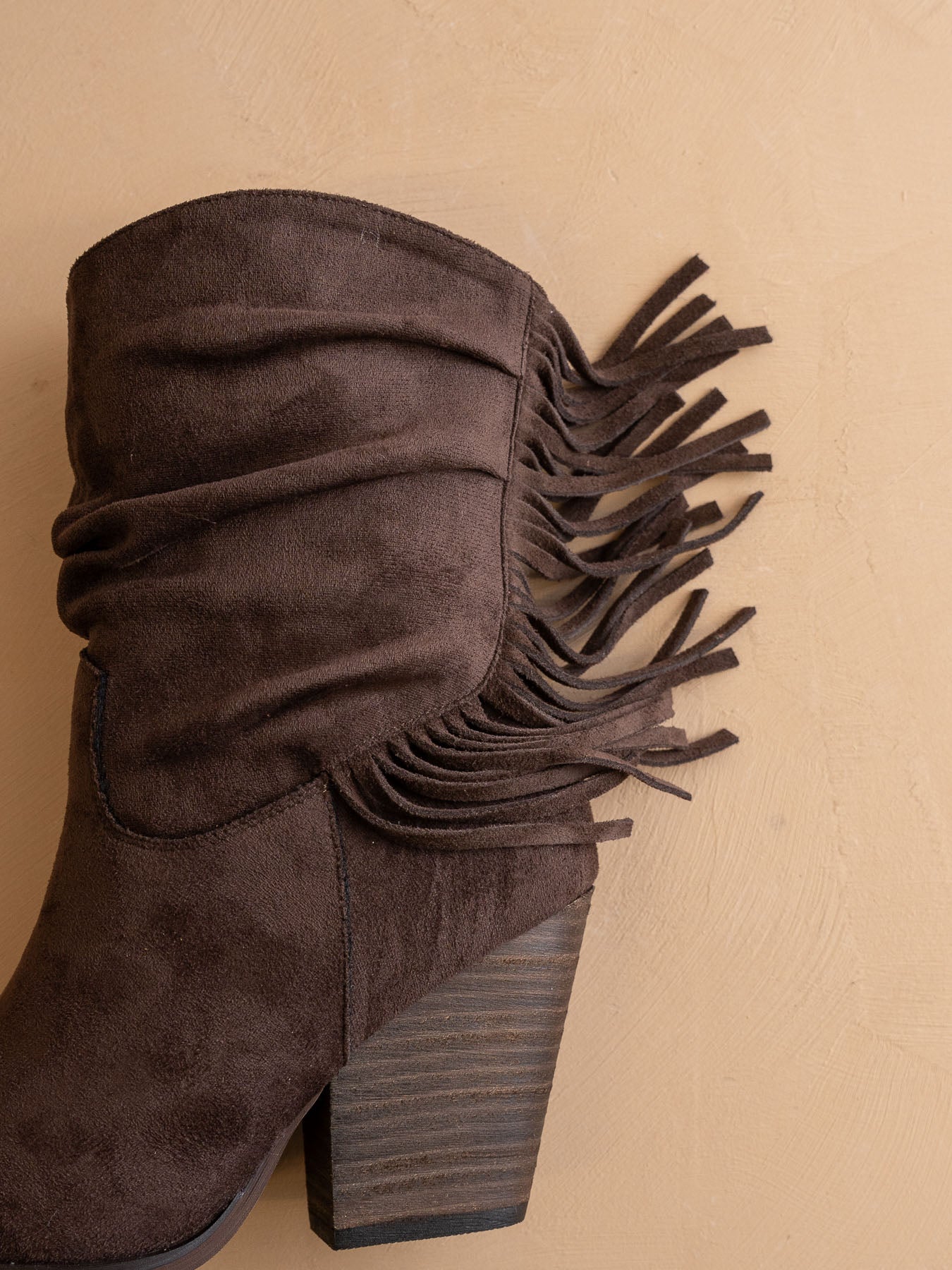 The Kendra | Coffee Fringe Slouch Bootie