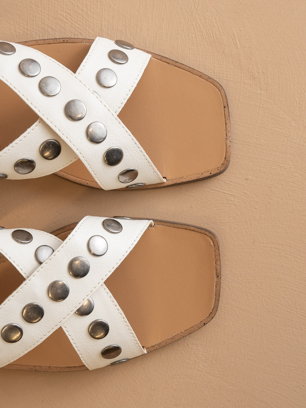 The Kylie | White Studded Cross Band Sandal