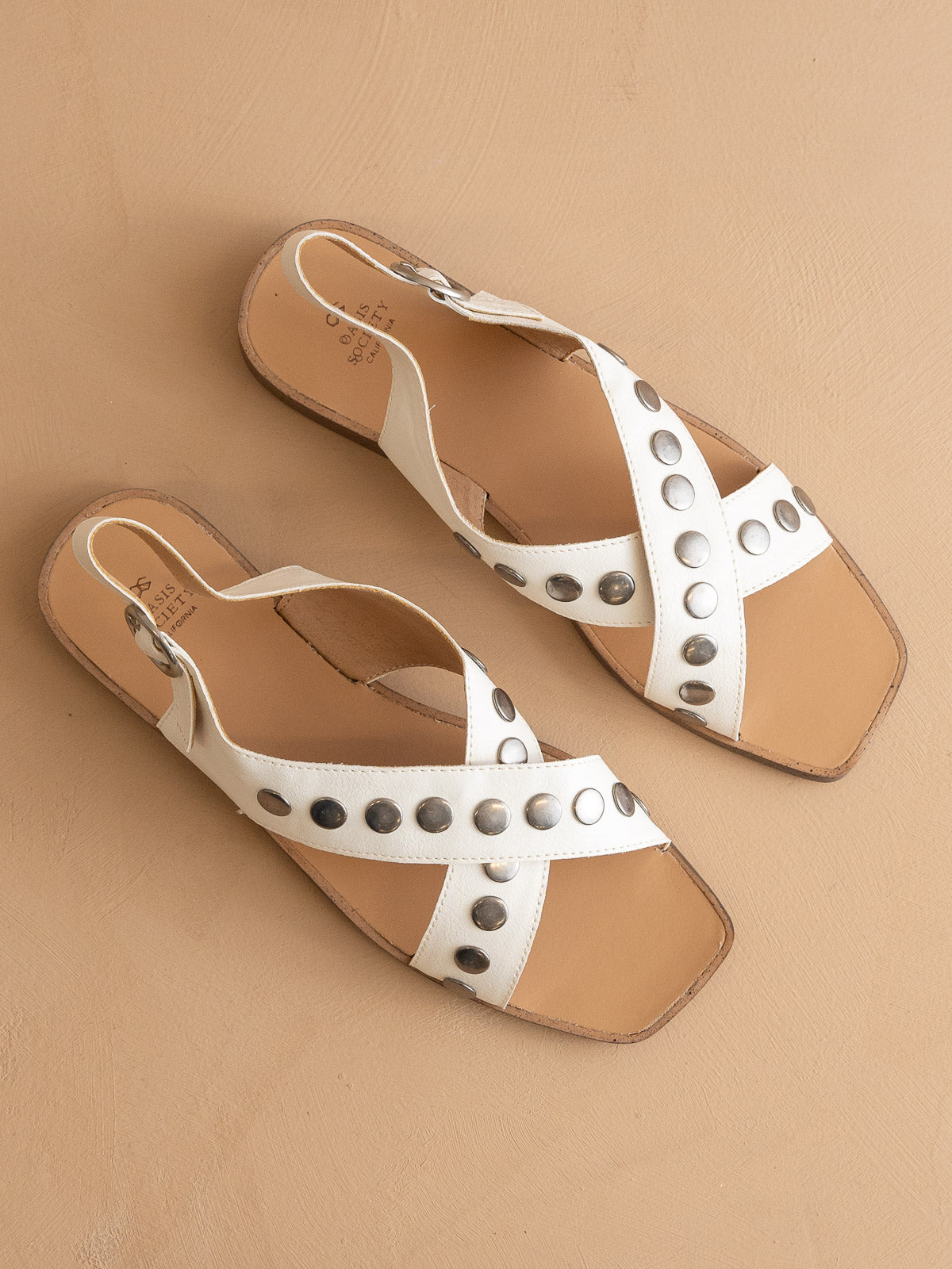 The Kylie | White Studded Cross Band Sandal