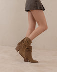 The Kendra | Tan Fringe Slouch Bootie