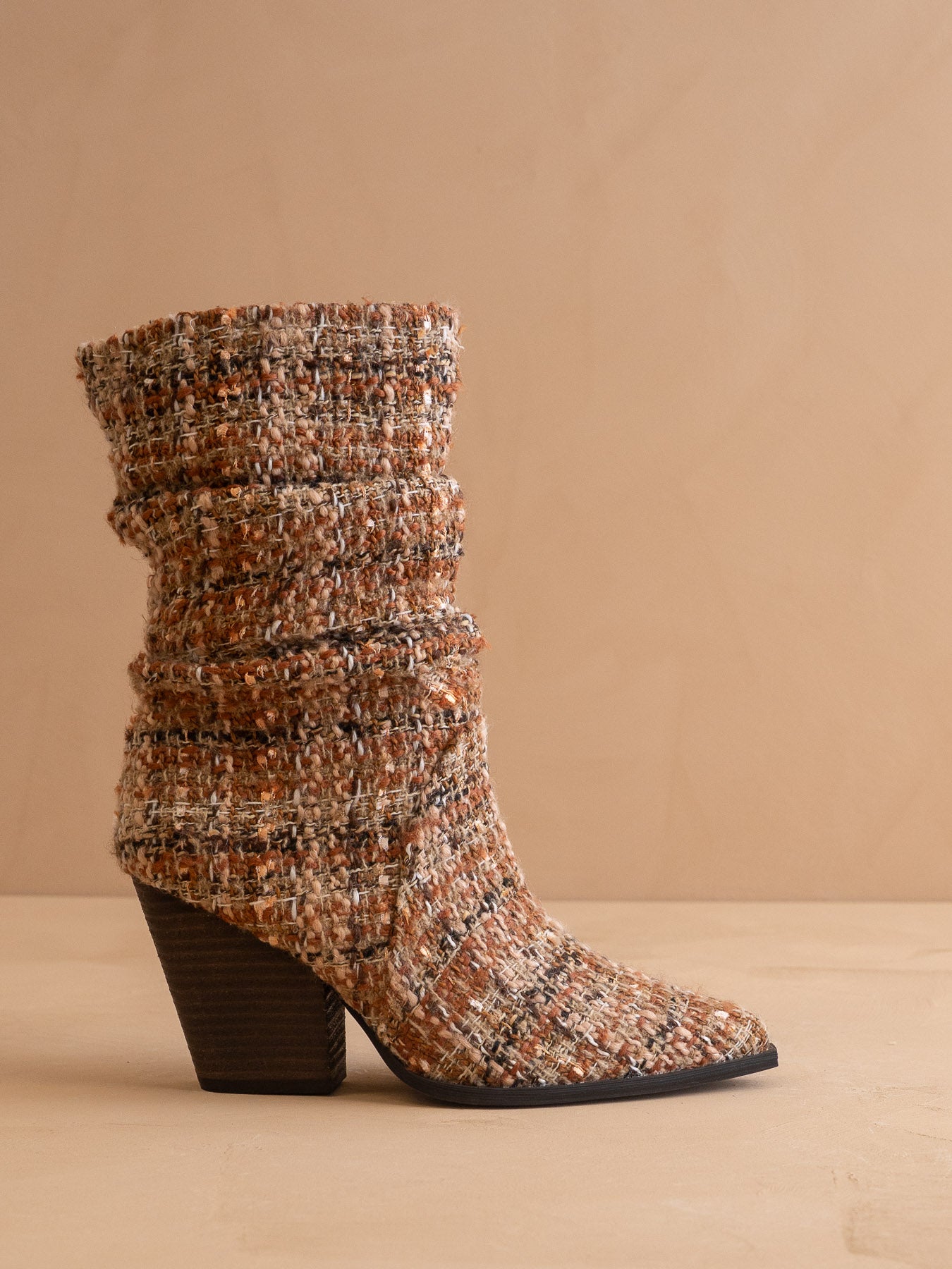 The Letty | Chai Tweed Tweed Slouch Boot