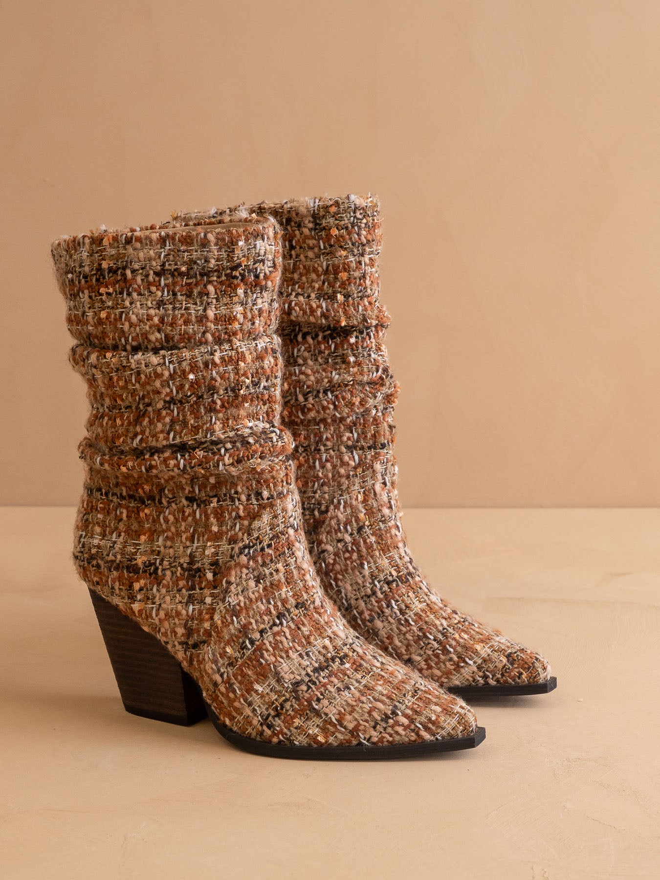 The Letty | Chai Tweed Tweed Slouch Boot