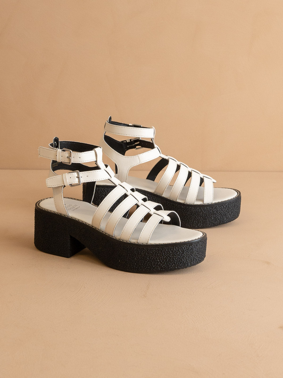The Lindsey | White Rubber Platform Gladiator Sandal