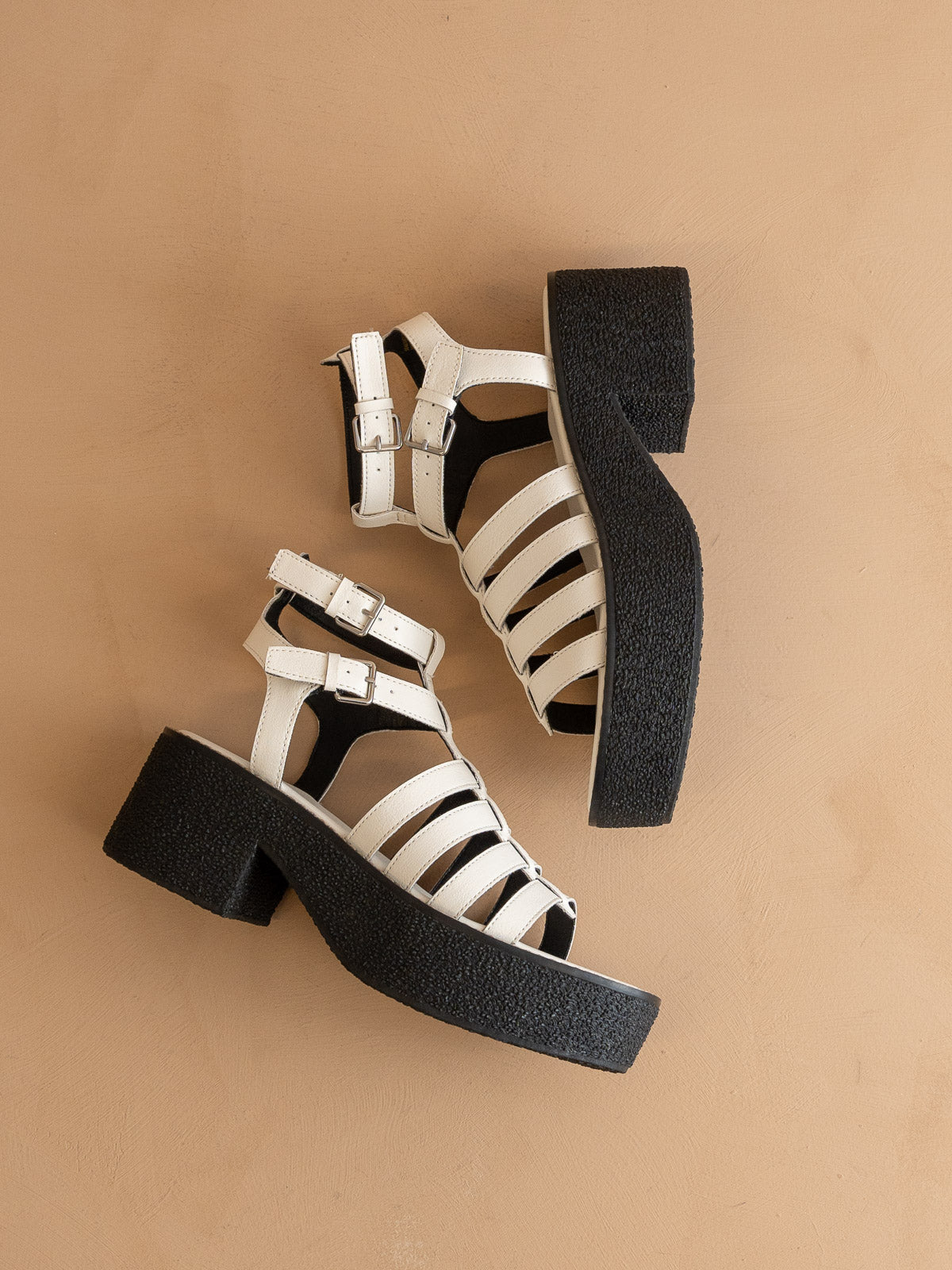 The Lindsey | White Rubber Platform Gladiator Sandal